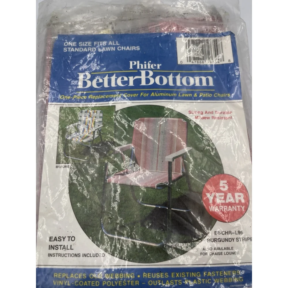 Phifer Better Bottom Replacement Cover Aluminum Lawn Chairs Burgundy Stripe